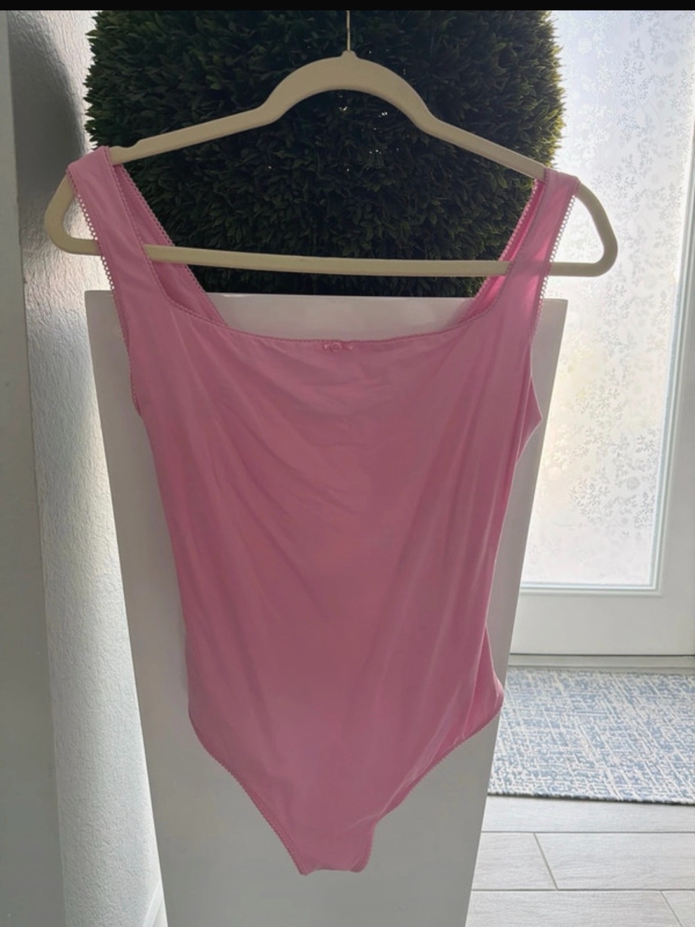 SKIMS Pink Scoop Neck Tank Bodysuit